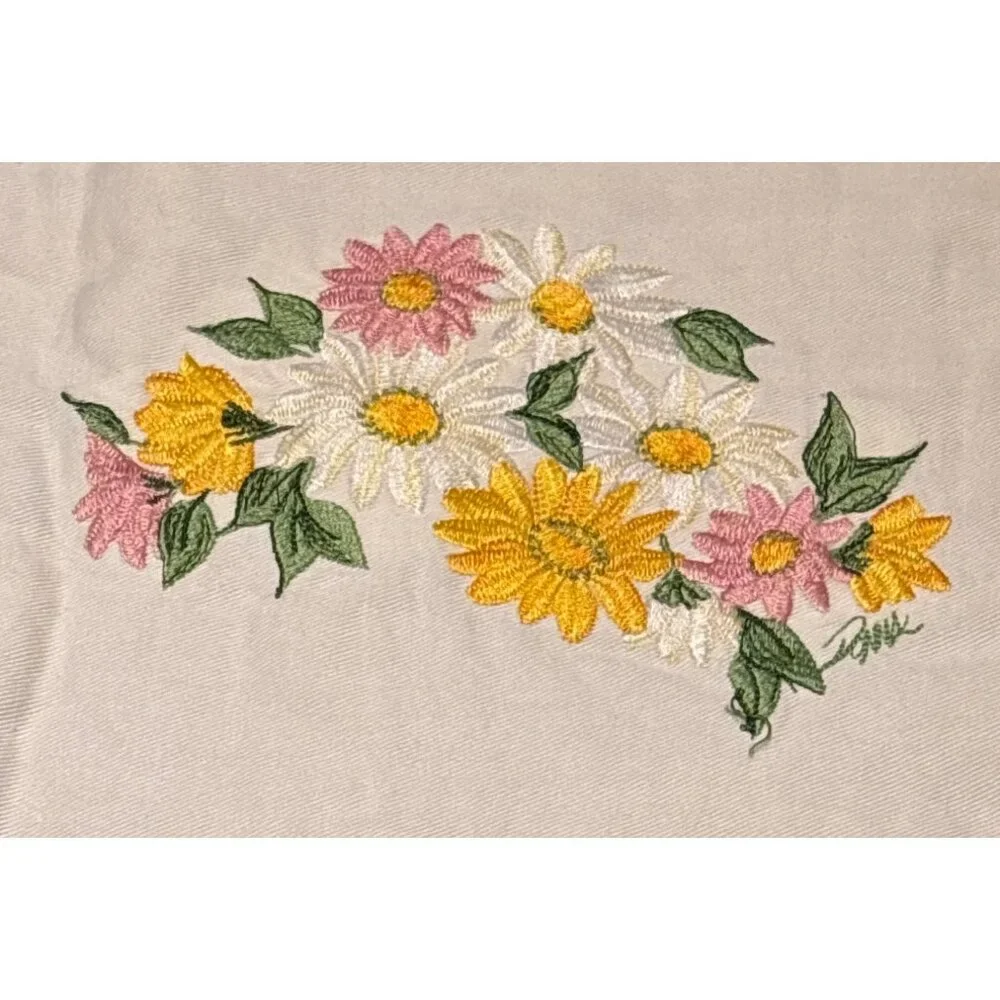 Handcrafted Purple and Gold Quilt With‎ Embroidered & Crocheted Flowers 43x43